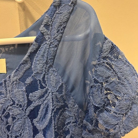 Monteau blue lace dress elastic waist large - Picture 6 of 12